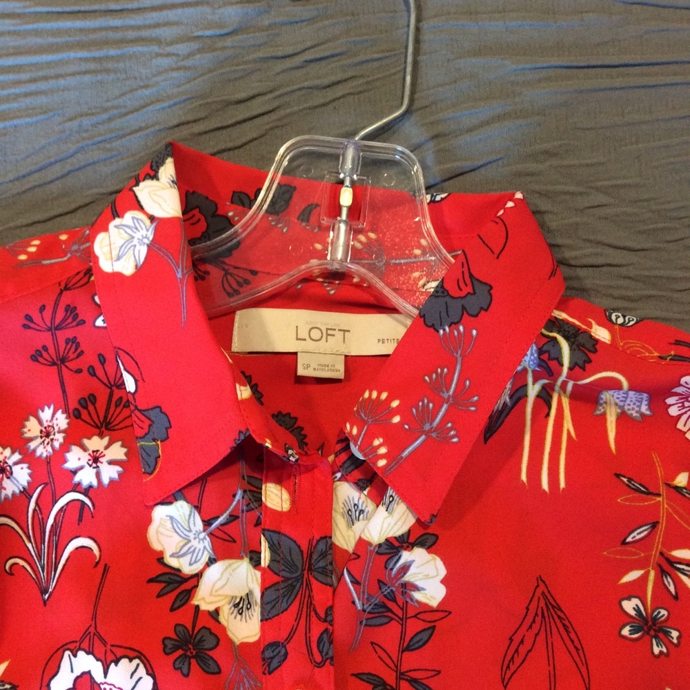 LOFT red floral blouse